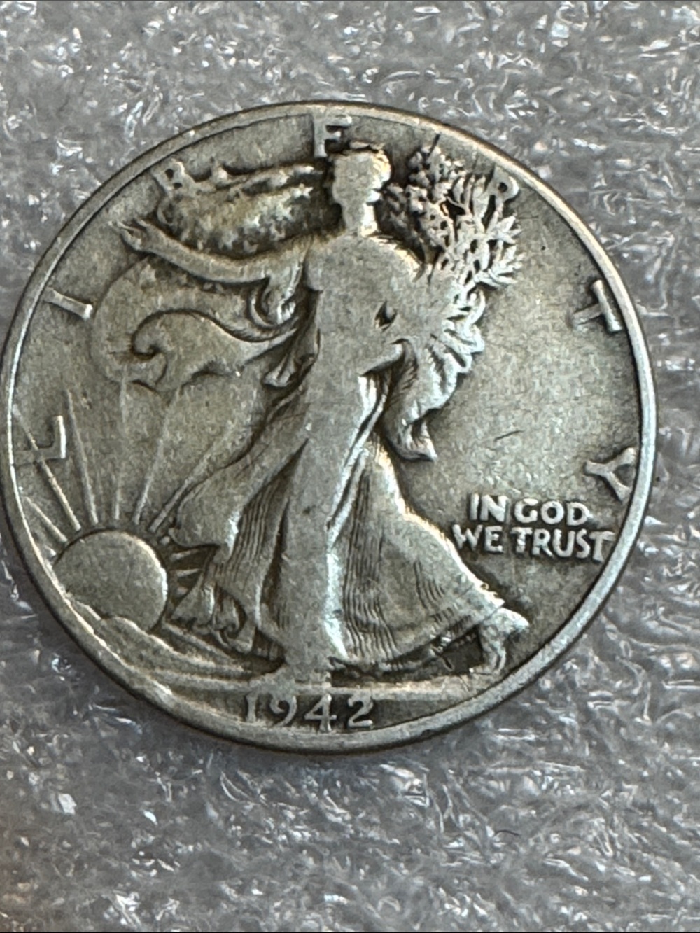 Vintage 1942 Silver Walking Liberty Half Dollar - Classic Silver Tone